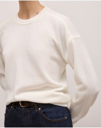 Trenery - Merino Cashmere Forward Shoulder Seam Crew in Ivory