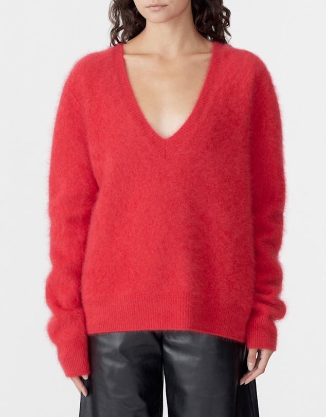 Bassike - Deep V Textured Knit Top