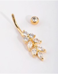 Lovisa - Gold Plated Titanium Marquise Diamante Belly Bar