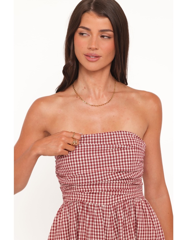 Petal & Pup - Paige Strapless Jumpsuit - Red Gingham