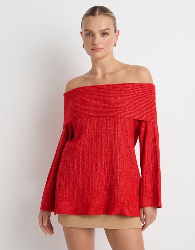 Dazie - Romee Off The Shoulder Knit Jumper
