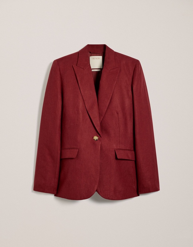 Trenery - Linen Twill Single Breasted Blazer in Russet