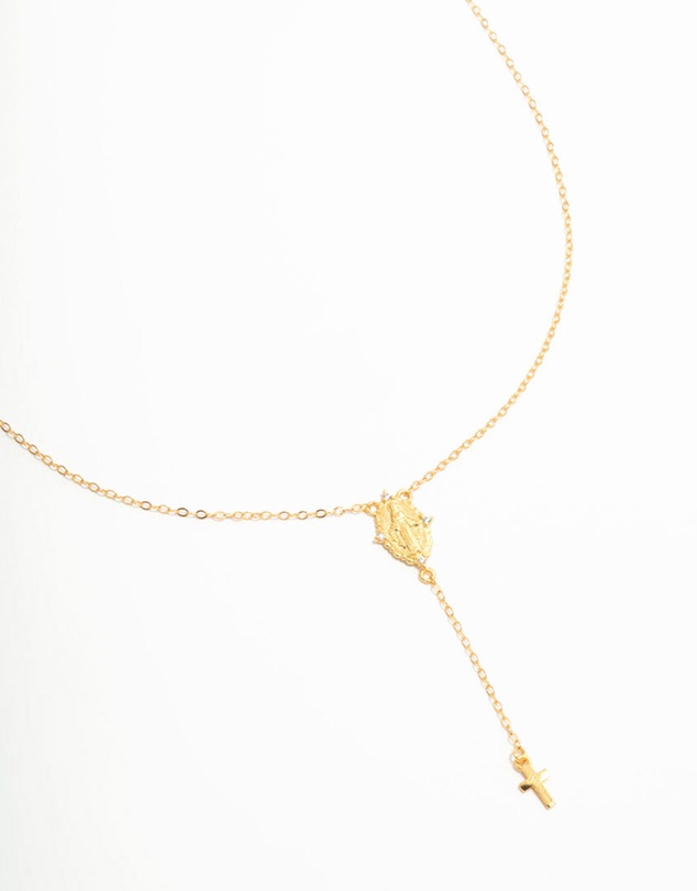 Lovisa - Gold Plated Sterling Silver Rosary Cross Necklace