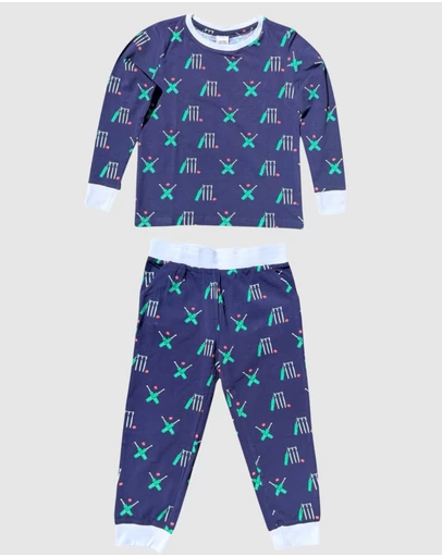 Sant And Abel - Kids Cricket Navy Long PJ Set