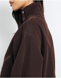 AERE - Ines Suede Look Funnel Neck Jacket