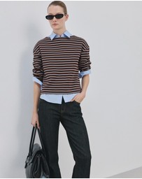 M.N.G - Striped Boat Neck Sweatshirt