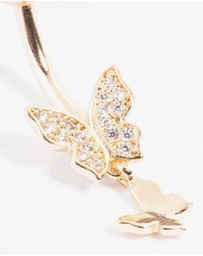 Lovisa - Gold Plated Titanium Double Butterfly Belly Ring