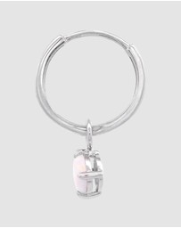 Georgini - GEORGINI WISTERIA CREATED OPAL DANGLE HOOP EARRINGS SILVER