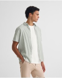 Oxford - Leyton Short Sleeve Stripe Linen Shirt