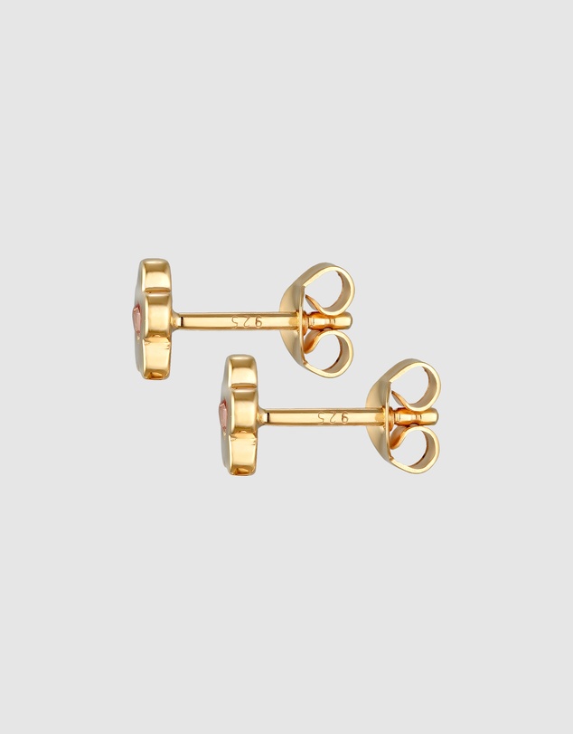 Elli Jewelry - Children's Flower Zirconia Stud Earrings in Gold-Plated 925 Silver