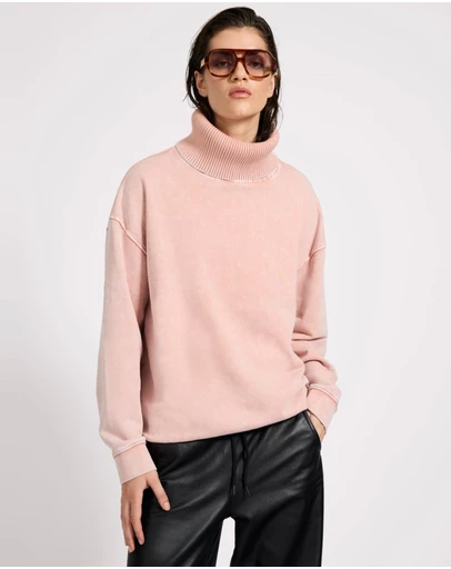 ONE TEASPOON - Fleece Roll Neck Sweater - Blush Pink