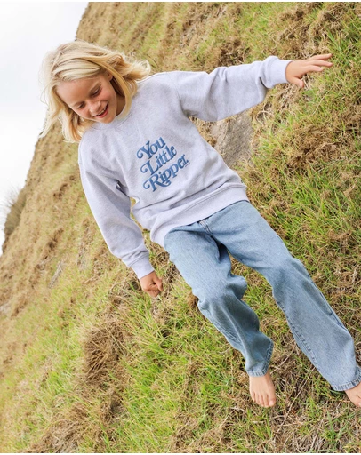 Skwosh - You Little Ripper Kids Crew Neck Sweat in Grey Marle