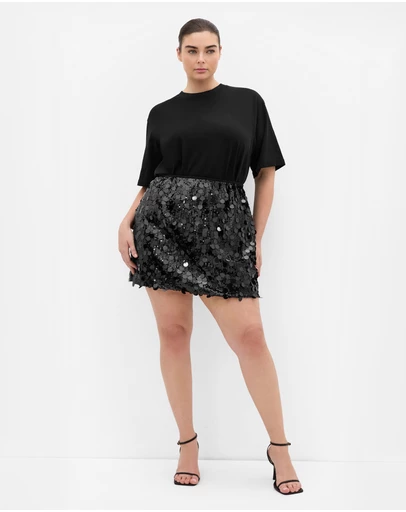 City Chic - Adorn Sequin Mini Skirt