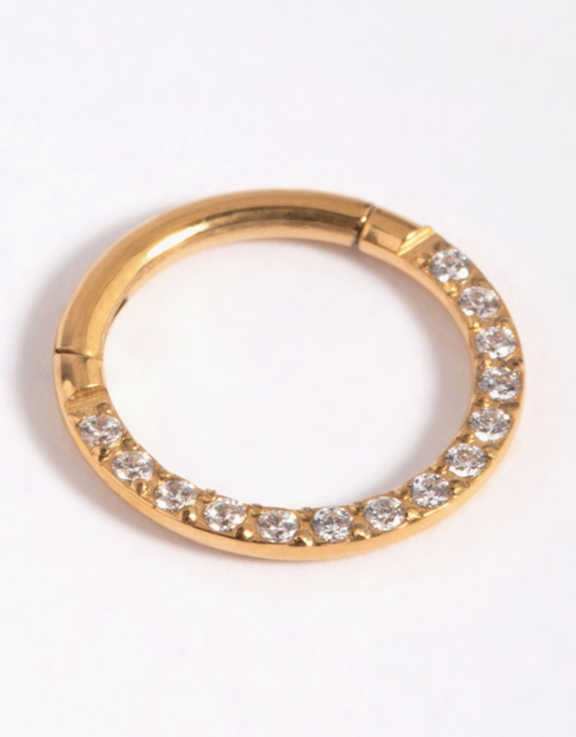 Lovisa - Gold Plated Titanium Cubic Zirconia Clicker Ring