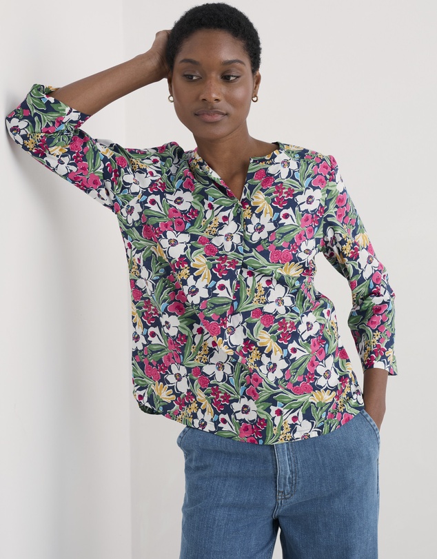Seasalt - Seasalt Cornwall Multi Watercolour Sketch 3/4 Sleeve Top