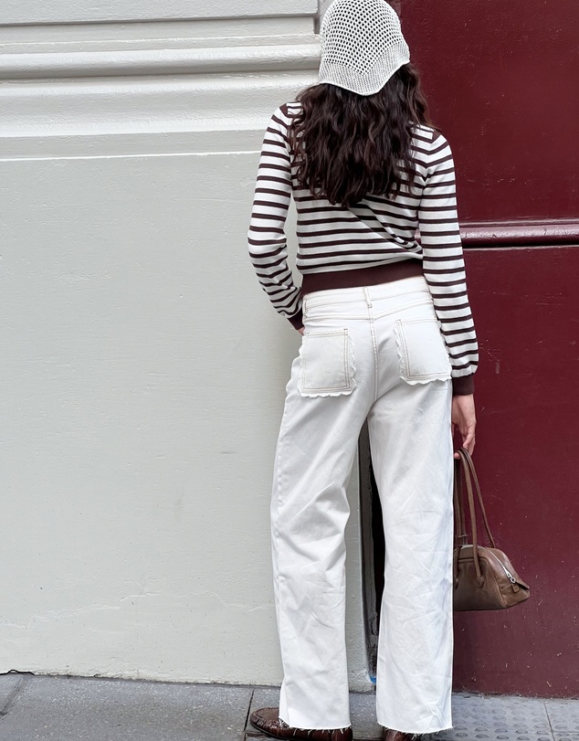Beginning Boutique - Lottie Chocolate Stripe Round Neck Cardigan