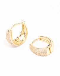 Lovisa - Gold Plated Pave Tapered Hoop Earrings