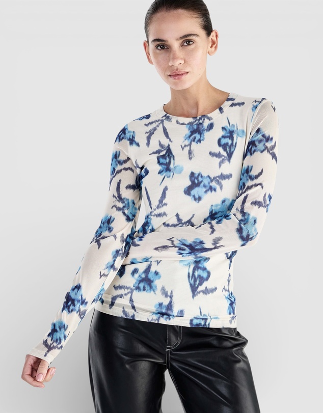 rag & bone - Yana Printed Mesh Long Sleeve Tee