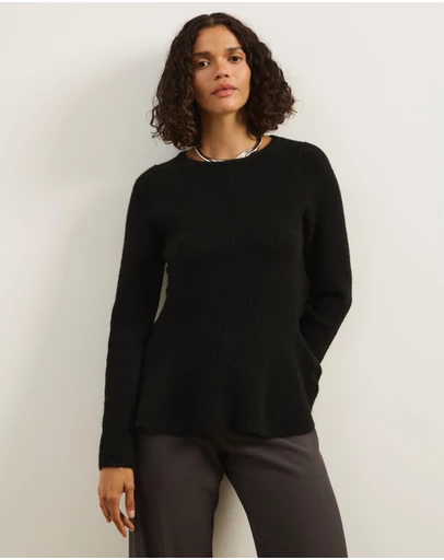 Atmos&Here - Ivy Boat Neck LS Peplum Knit Top