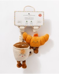 Living Textiles - 2 Pack Mini Market Brunch Stroller Toys - Coffee & Croissant