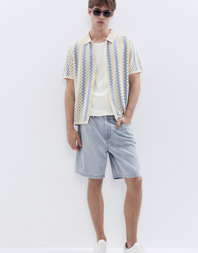 UNISON - Stripe Crochet Button Thru