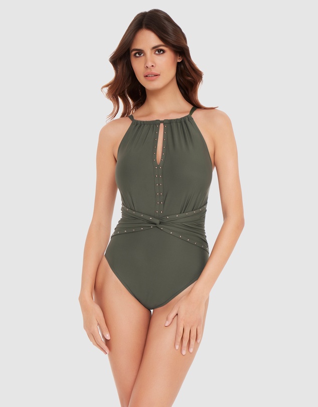 Magicsuit - Riveted Diana High Neck Tummy Control Swimsuit
