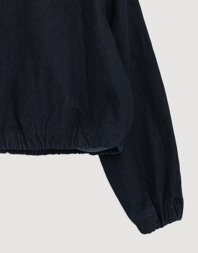 Revibe - Repaired Minima Esenciales Mara Bubble Hem Denim Bomber Jacket - AU 12