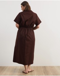 Atmos&Here Curvy - Remi Linen Blend Midi Shirt Dress