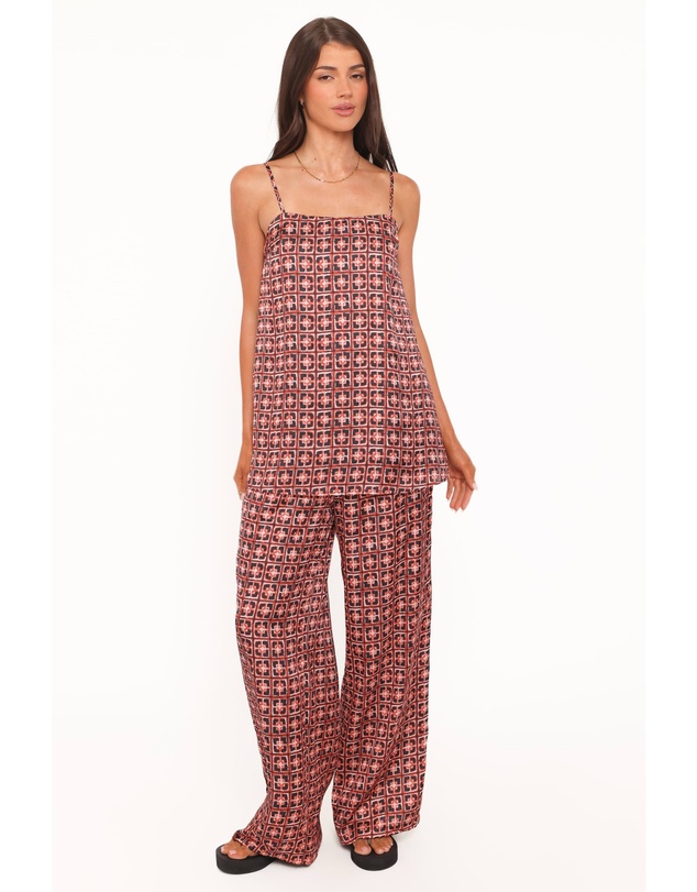 Petal & Pup - Lexi Elastic Waist Pant - Red Geometric
