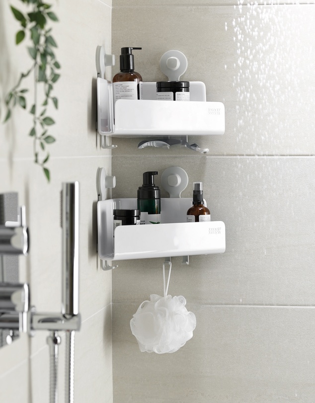 Joseph Joseph - EasyStore™ Corner Shower Shelf with Adjustable Mirror - 2 Pack (White)