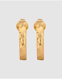 Elli Jewelry - Earrings Stud Hammered Creole 925 Sterling Silver Gold-Plated