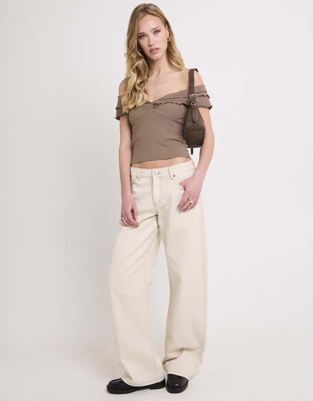 Subtitled - Mily Rib Ruffle Top