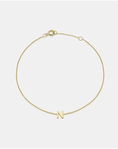 Zoe Olivia - 9K Gold Initial N Bracelet