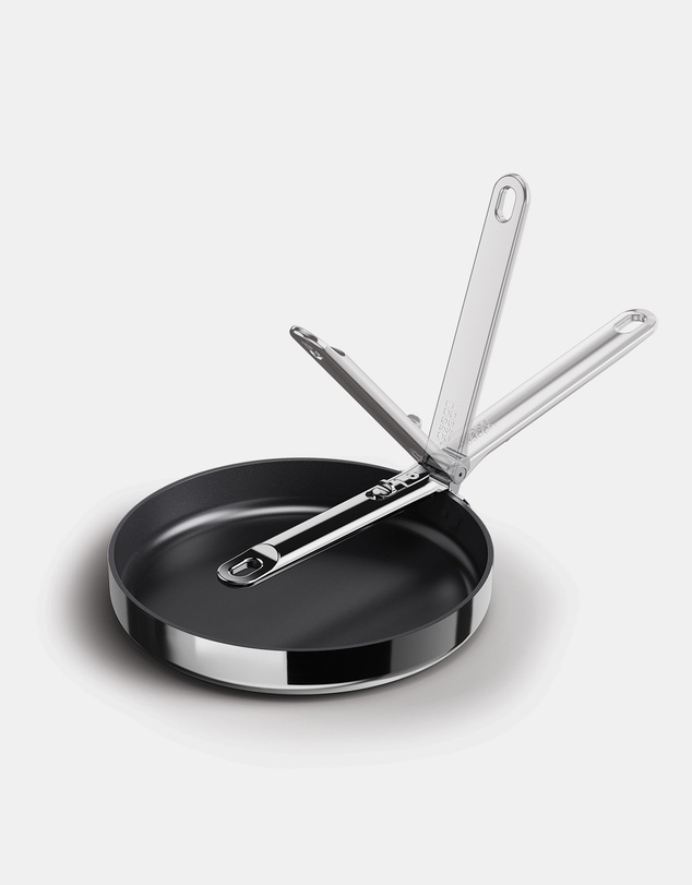 Joseph Joseph - Space Steel Non-stick Stainless-steel Frying Pan with Folding Handle - 24cm