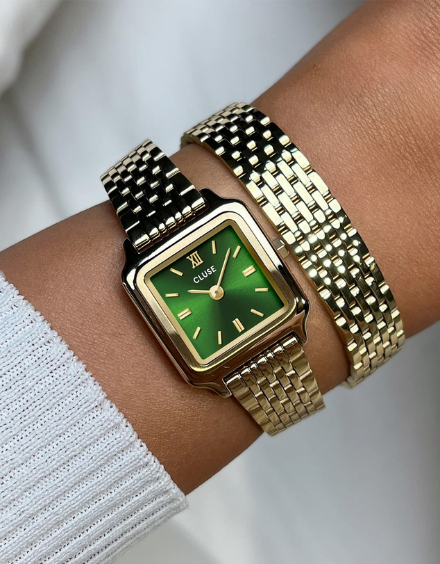 Cluse - Gracieuse Mini Watch Double Steel, Forest Green, Gold Colour