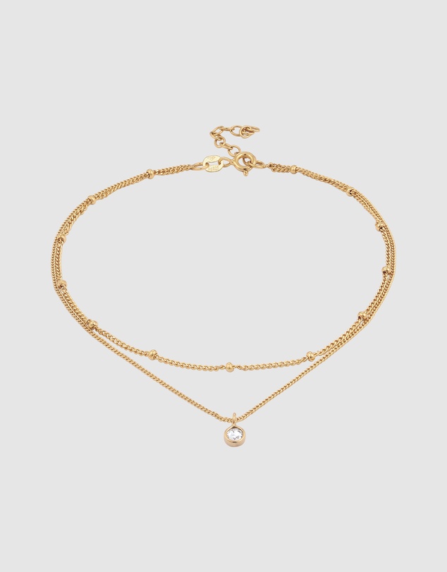 Elli Jewelry - Necklace Layer Crystal Ball 925 Sterling Silver Gold-Plated
