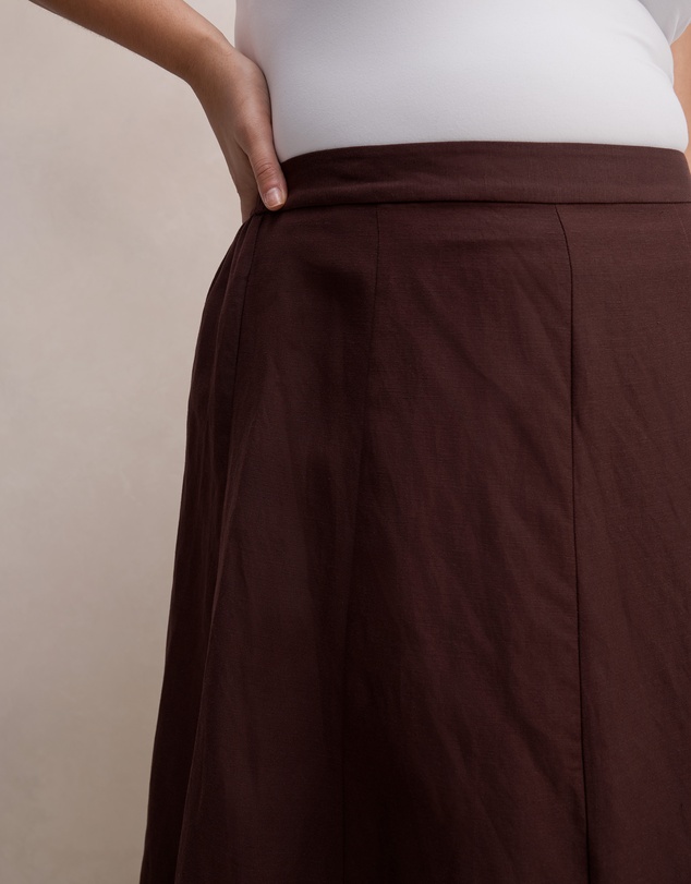 Forever New Curve - Georgina Curve Linen Blend Midi Skirt