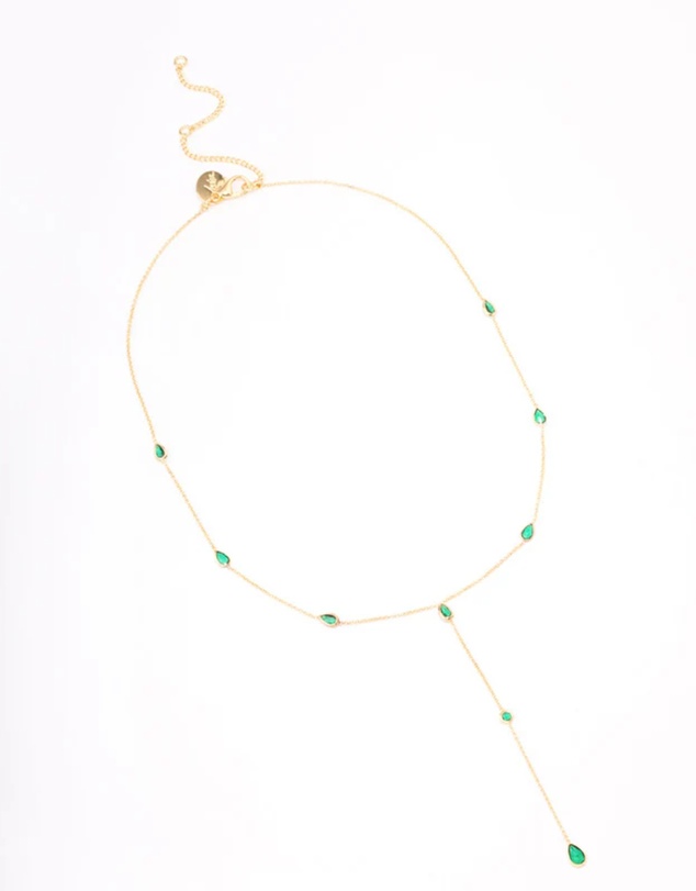 Lovisa - Gold Plated Cubic Zirconia Lariat Y-Shaped Necklace