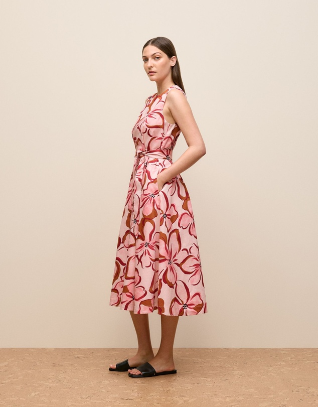 Trenery - Peony Sateen Sleeveless Dress in Soft Pink