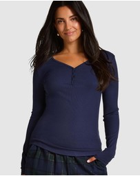 Hunkemoller - Long Sleeve Rib Modal Henley Top