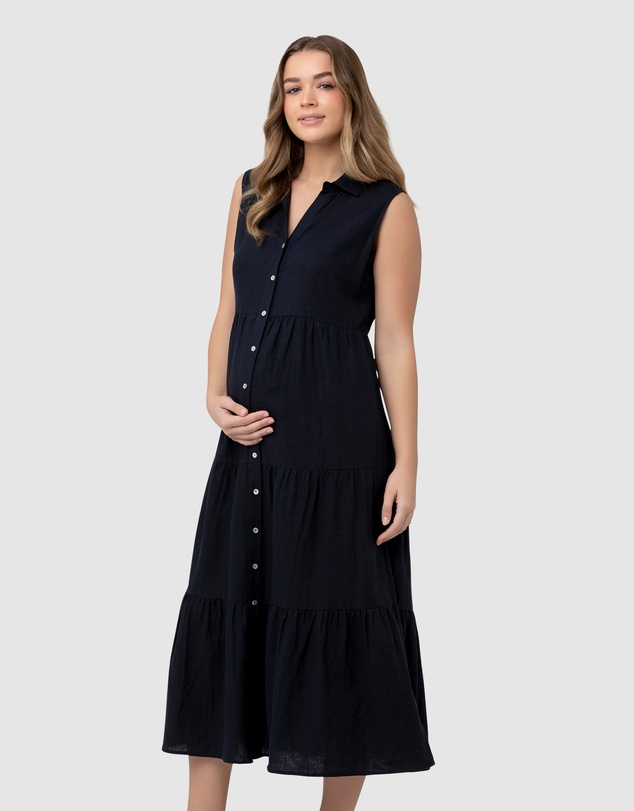 Ripe Maternity - Tracy Tiered Linen Dress