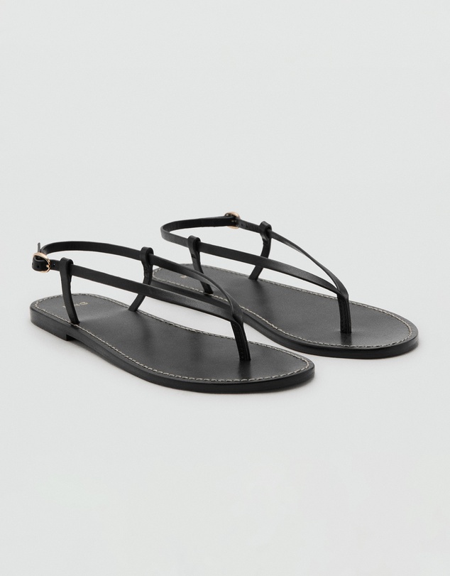 M.N.G - Leather Sandals with Wide Strap