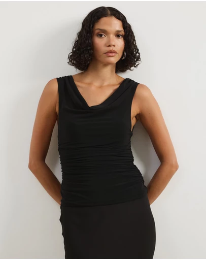 Atmos&Here - Lucia Sleeveless Cowl Mesh Top