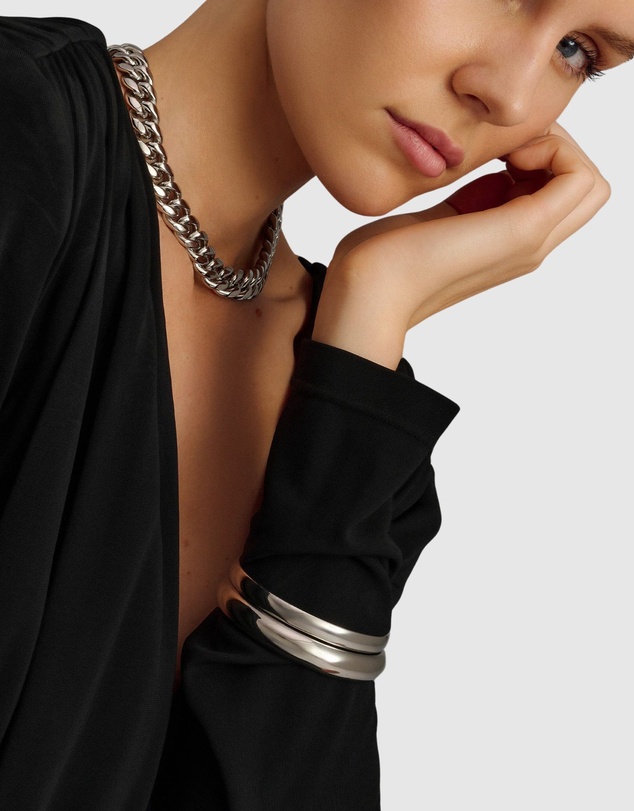 Nialaya Jewellery - Classic 8mm Round Bangle in Silver