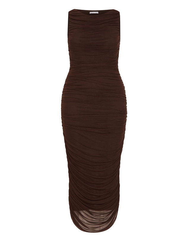 City Chic - Plus sizeHalo Ruched Midi Dress - cocoa