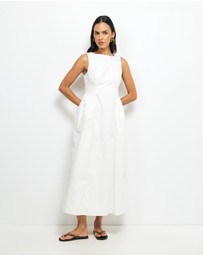 AERE - Sage Gathered Waist Midi Dress