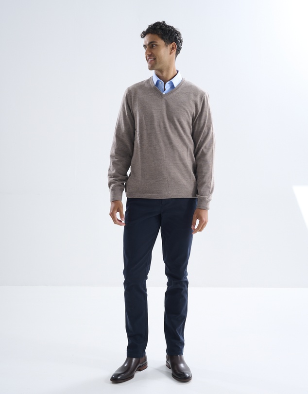 3 Wise Men - 3 Wise Men Fisher V Neck Merino Knit - Sand