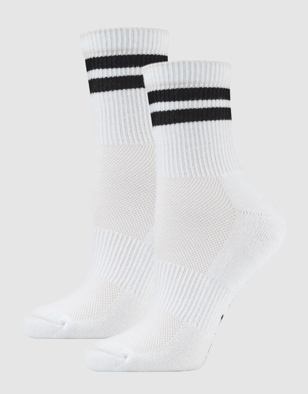 Pussyfoot - 6 Pack Unisex Striped Sport Quarter Crew Socks Bamboo Blend & Arch Support