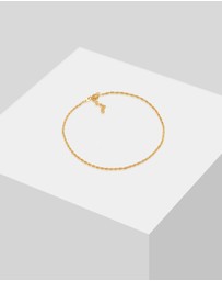 Elli Jewelry - Anklet Twisted Cord Trend Adjustable in 925 Sterling Silver Gold Plated