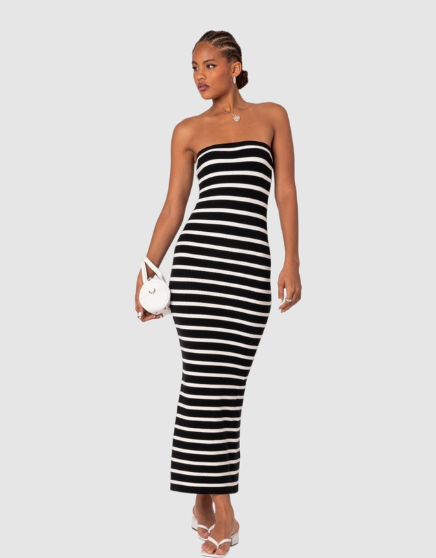 EDIKTED - Knit Back Slitted Maxi Dress